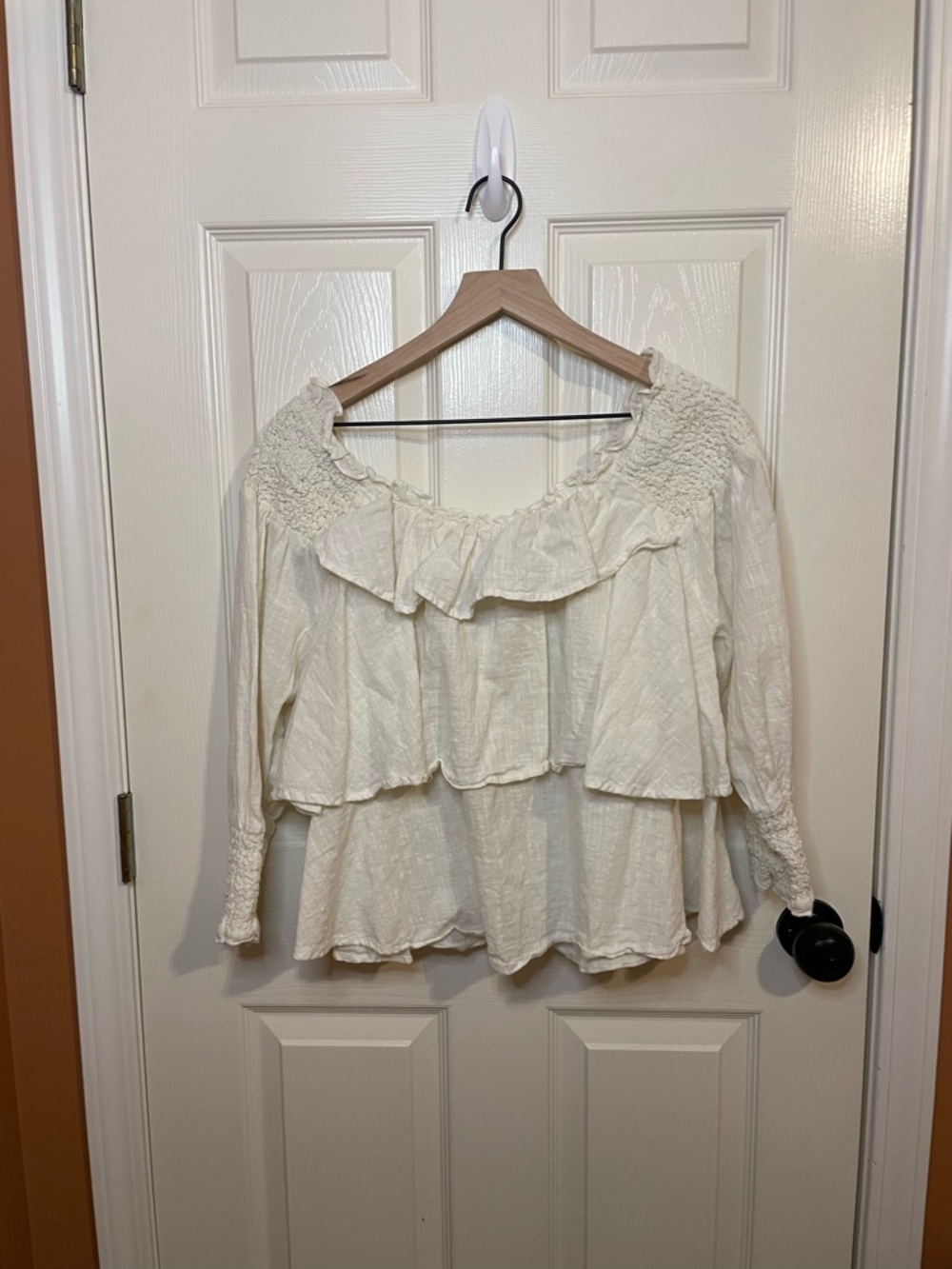For the Republic Tiered Off the Shoulder Cotton Blouse Boho Cottagecore Size XL - Picture 8 of 8
